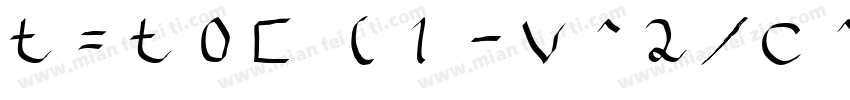t=t0[ (1-v^2/c^2)] ^1/2字体转换